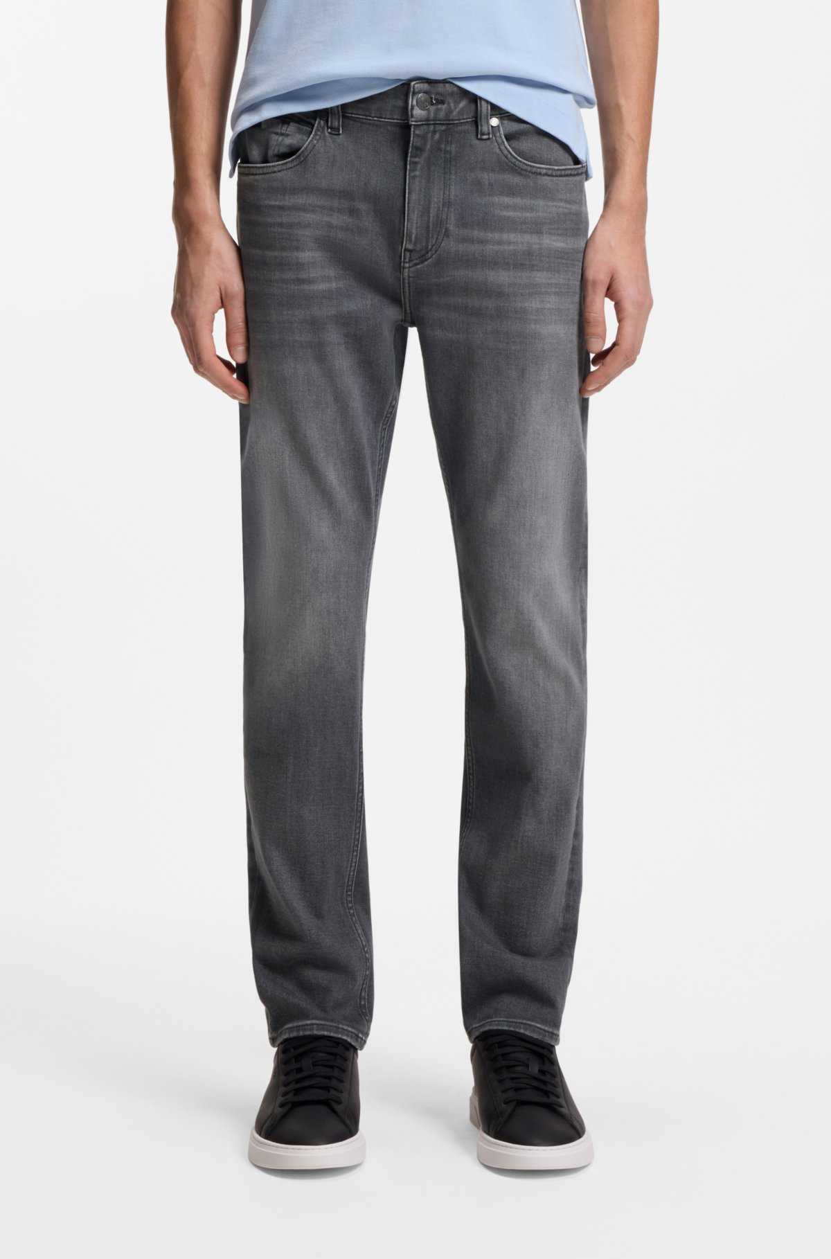 Pantalones vaqueros grises de corte ajustado en denim elástico