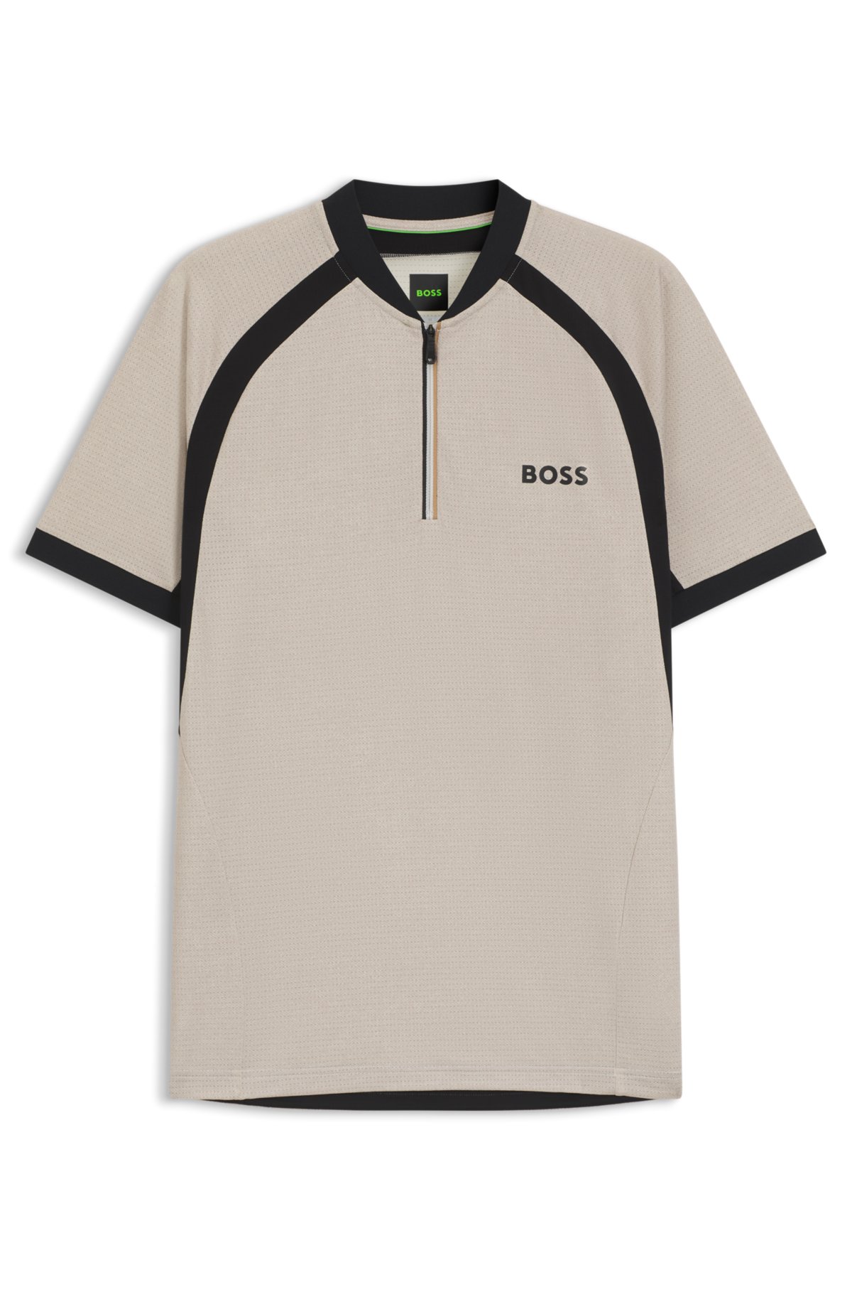 Camiseta de piqué con cuello con cremallera y ajuste slim