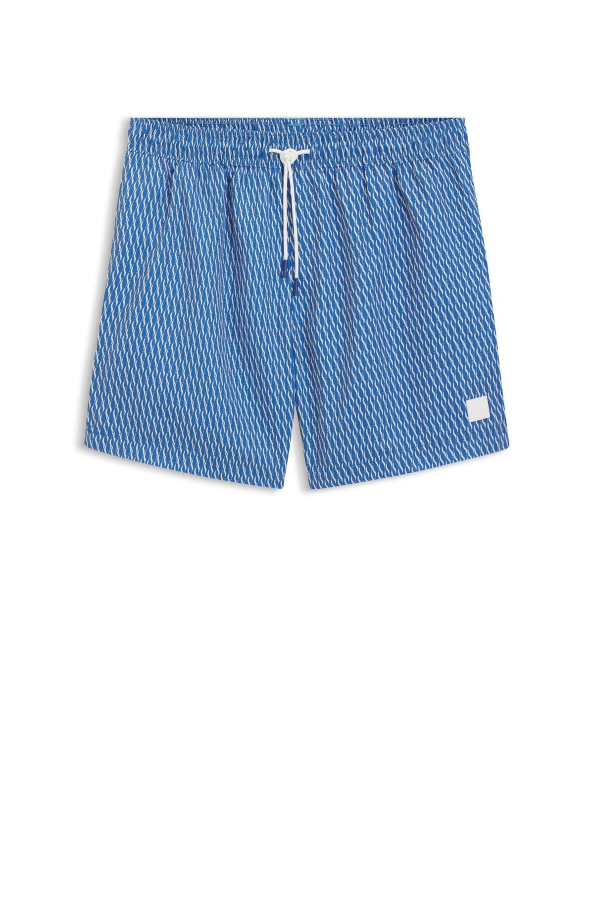 Bermudas de baño con micro estampado y parche con logotipo