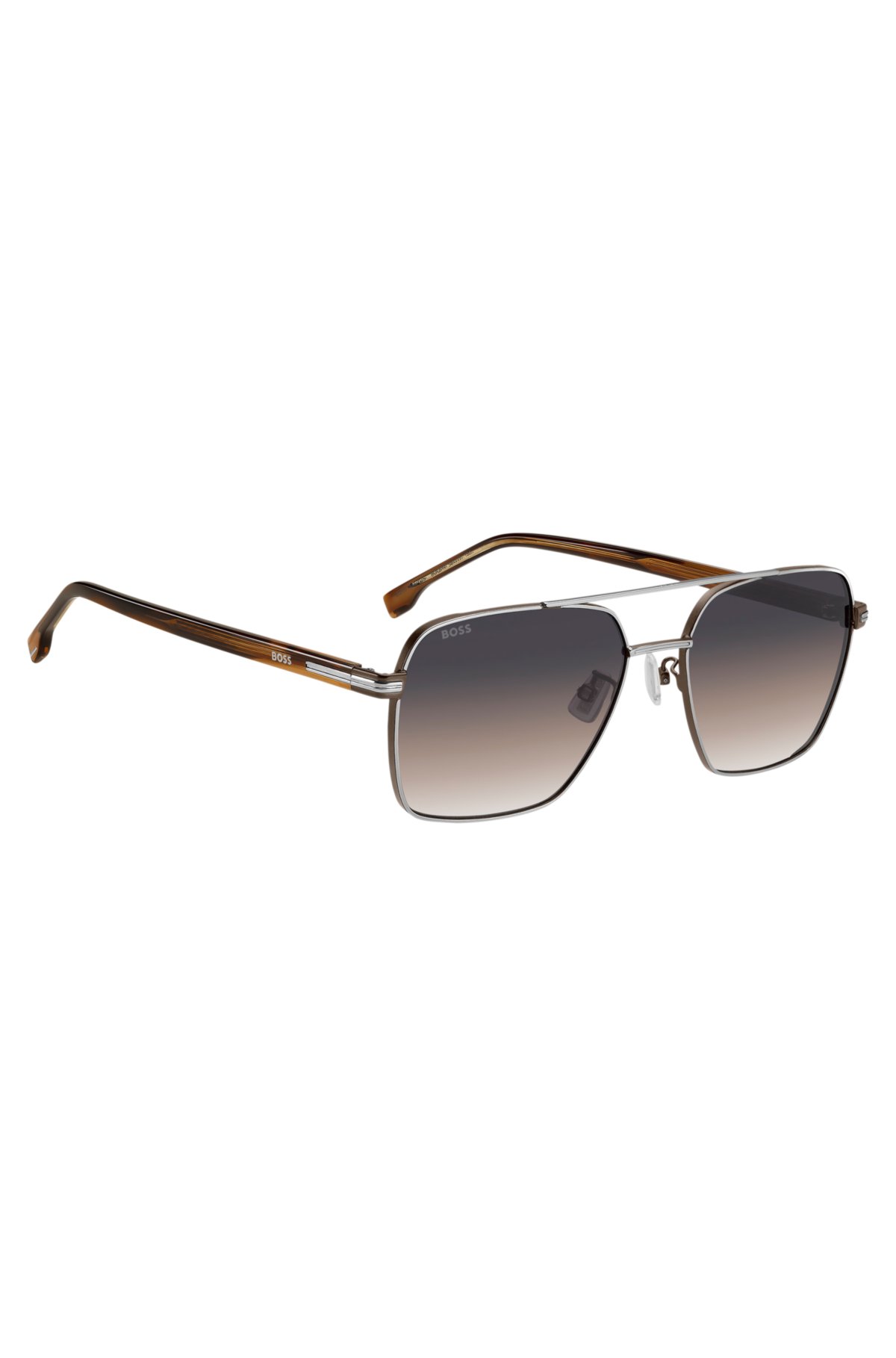 Gafas de sol con puente doble y temples contrastantes