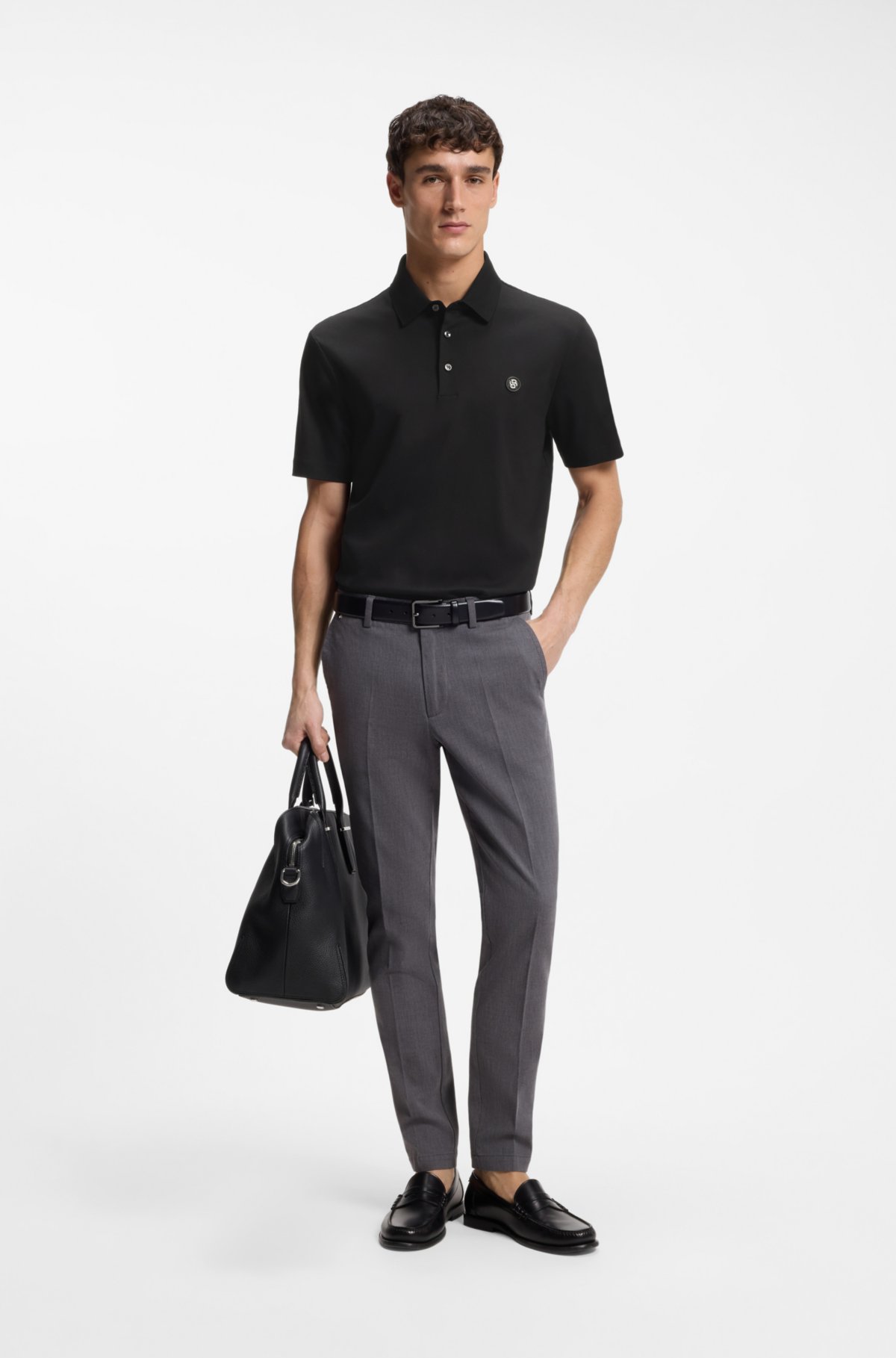 Camiseta de piqué de algodón mercerizado con monograma Double B