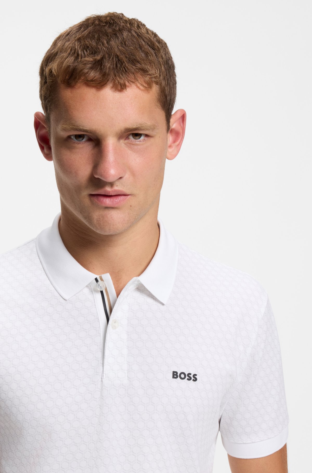 Camiseta polo estampada en piqué de algodón