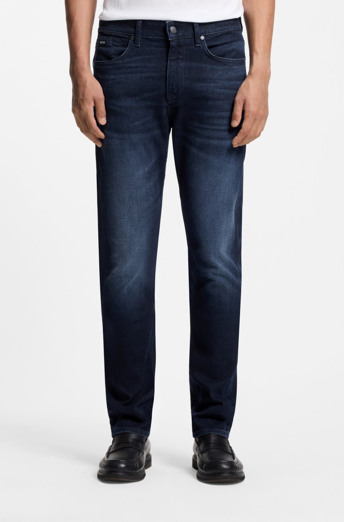 Pantalones vaqueros ajustados de Delaware en denim elástico azul oscuro