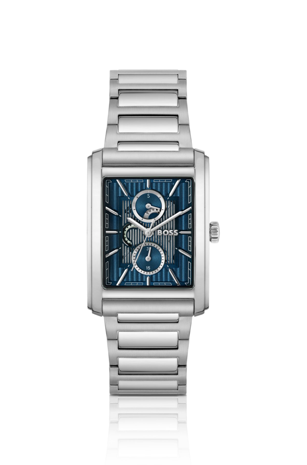 Reloj de pulsera con esfera esquelética texturizada azul