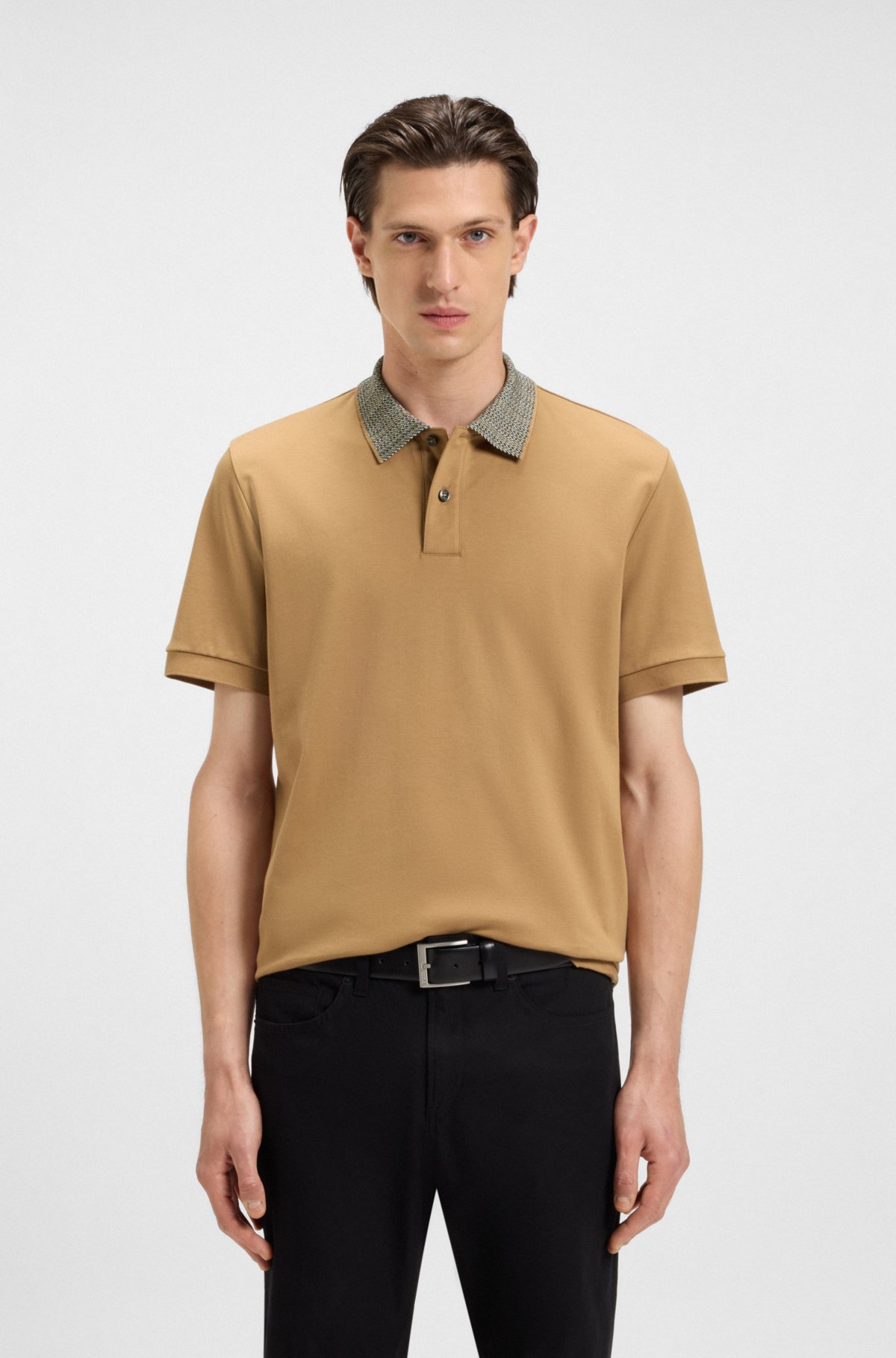 Camiseta polo con cuello estampado en algodón pima