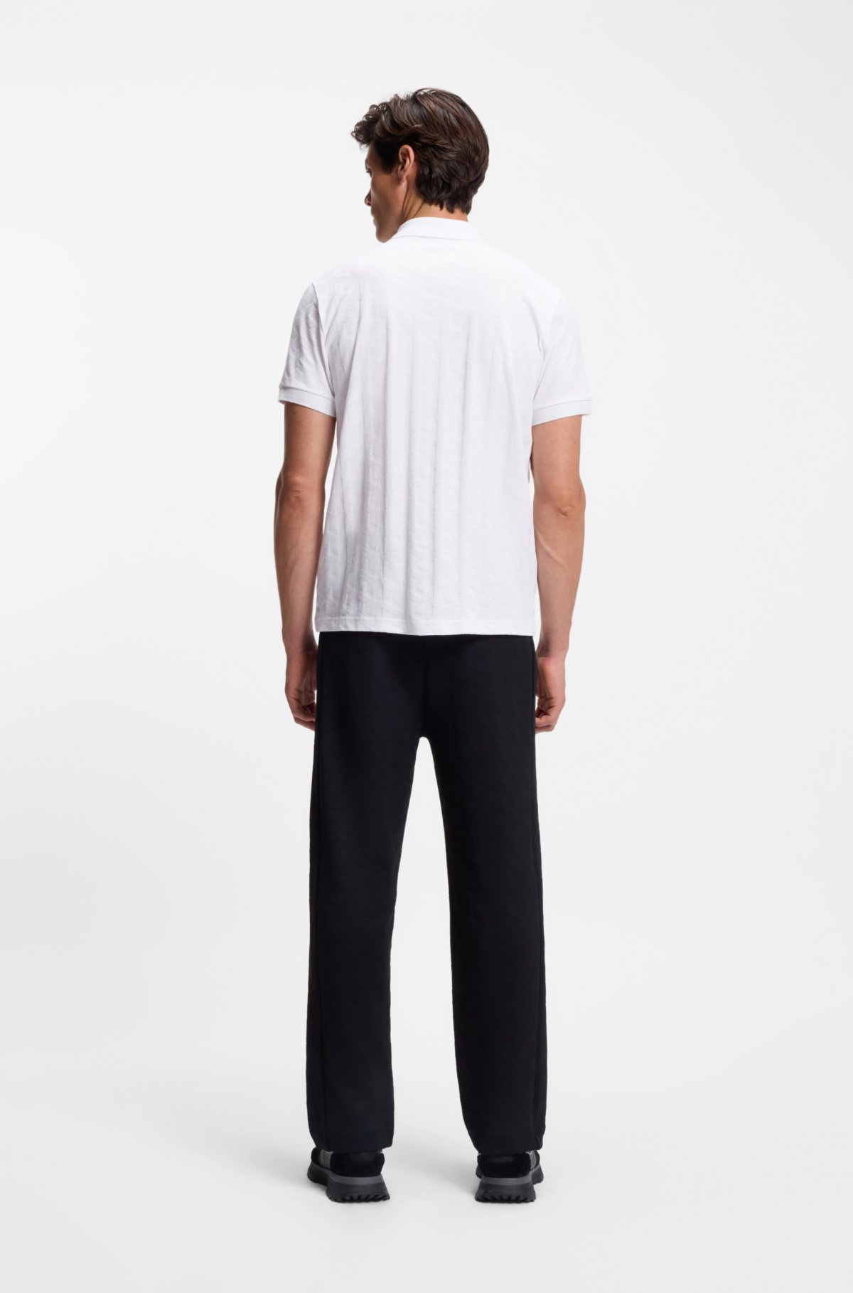 Camiseta polo con estampado jacquard en algodón mercerizado