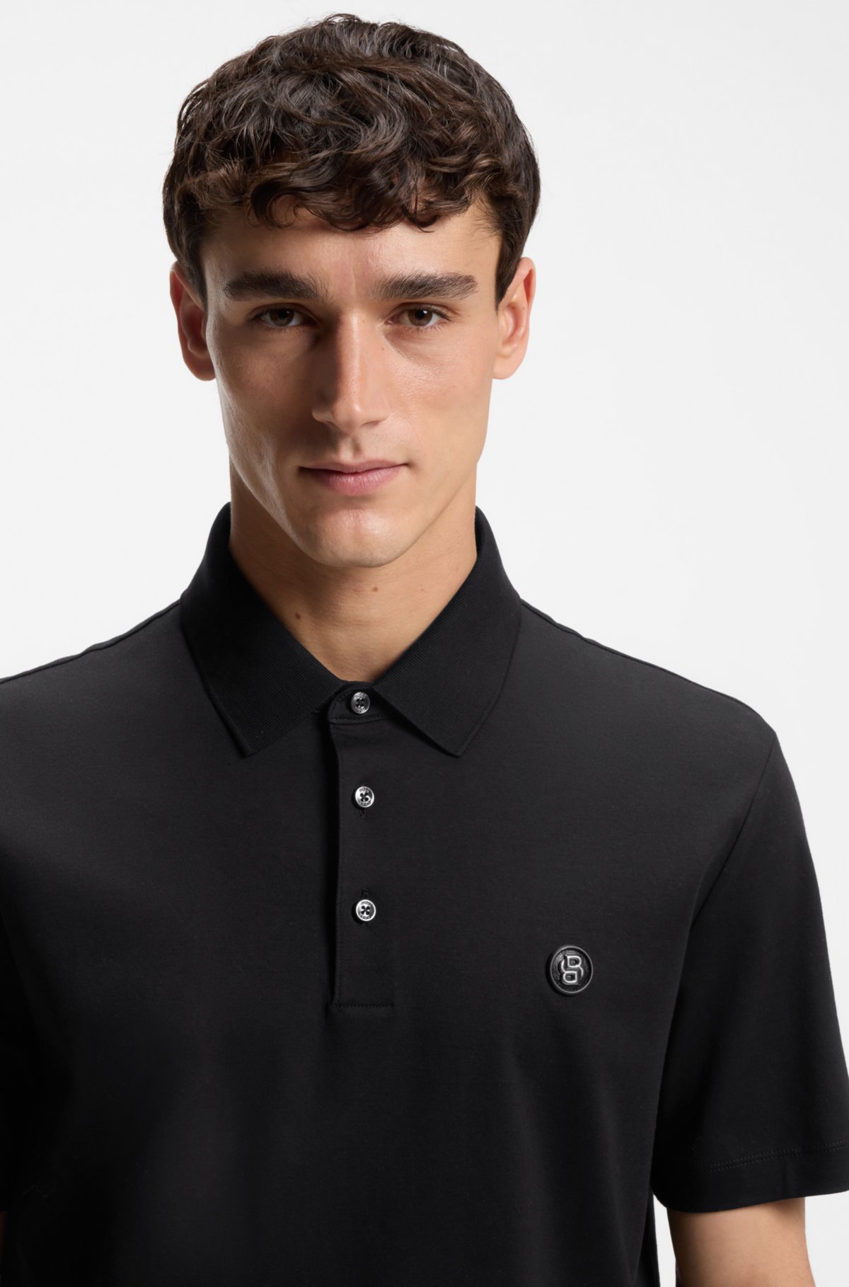 Camiseta de piqué de algodón mercerizado con monograma Double B