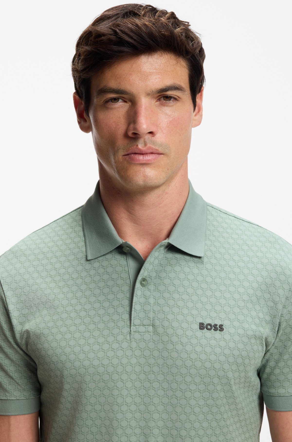 Camiseta polo estampada en piqué de algodón