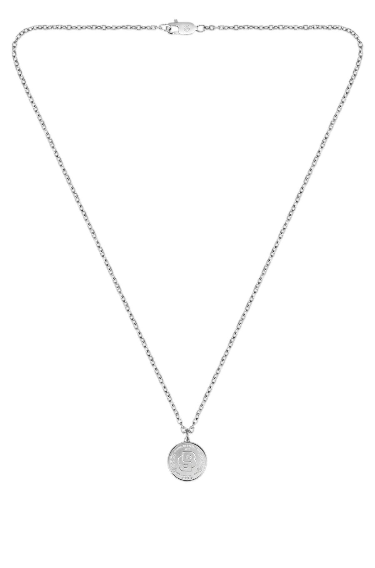 Collar de tono plata con medallón con monograma Double B