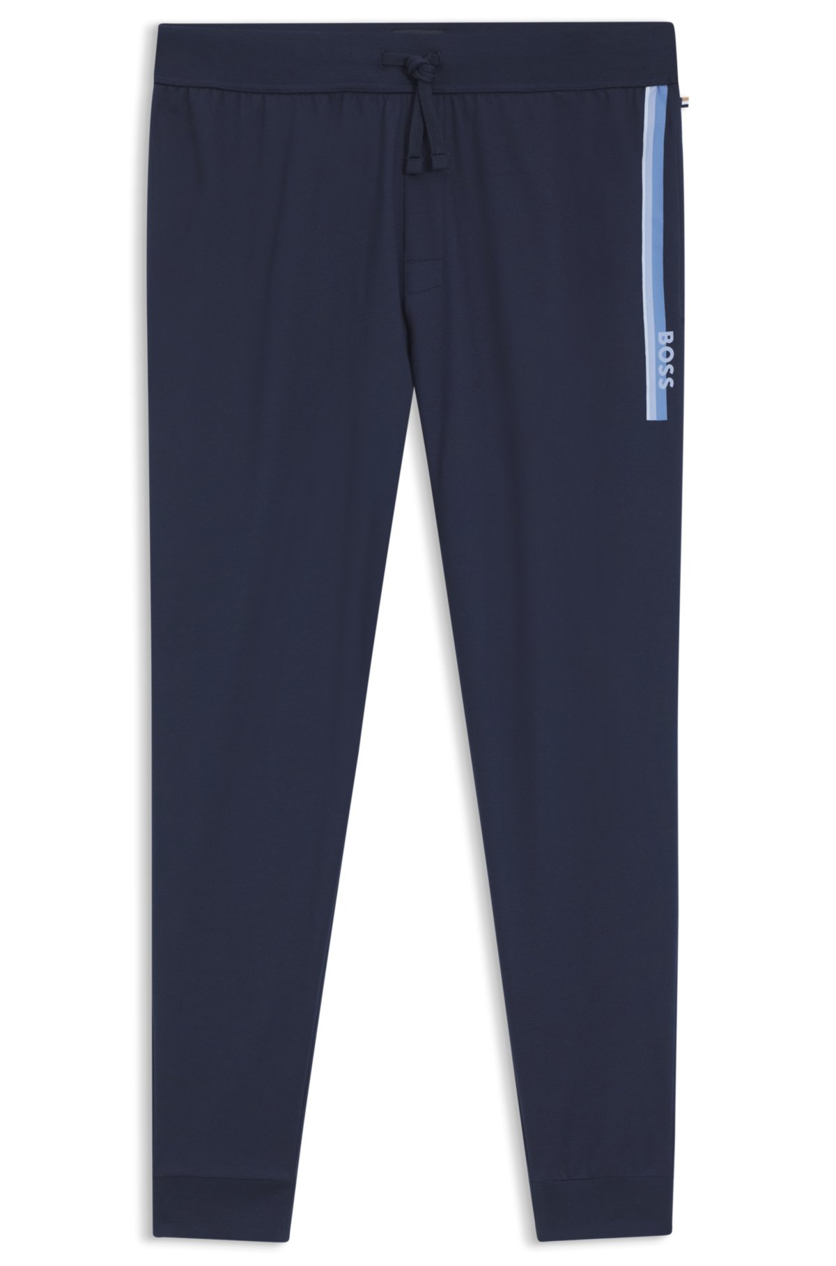 Pantalones de chándal de algodón-terciopelo con logo y rayas