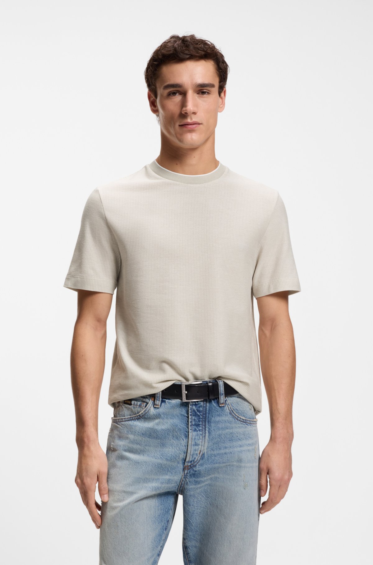 Camiseta de algodón-seda con estructura rica