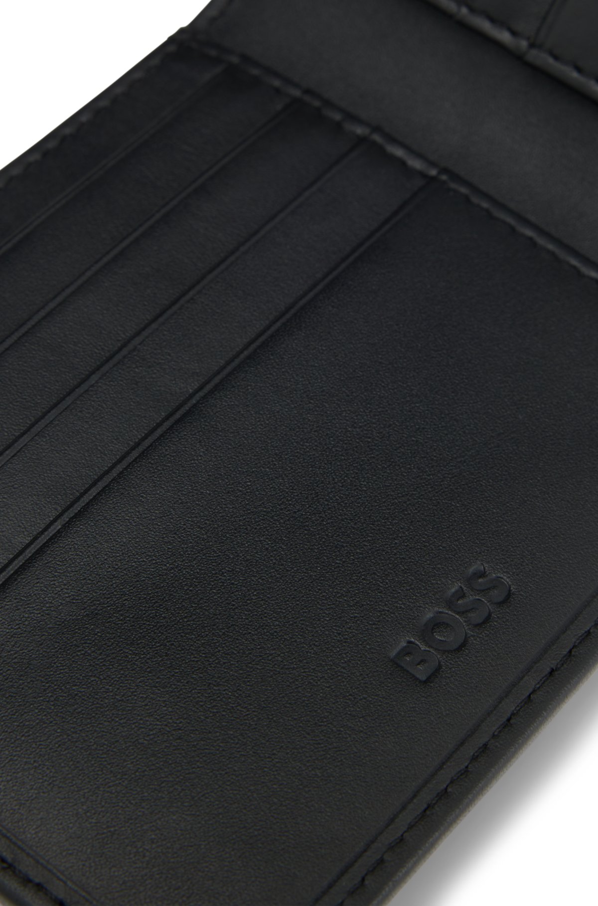 Billetera de cuero liso con logo