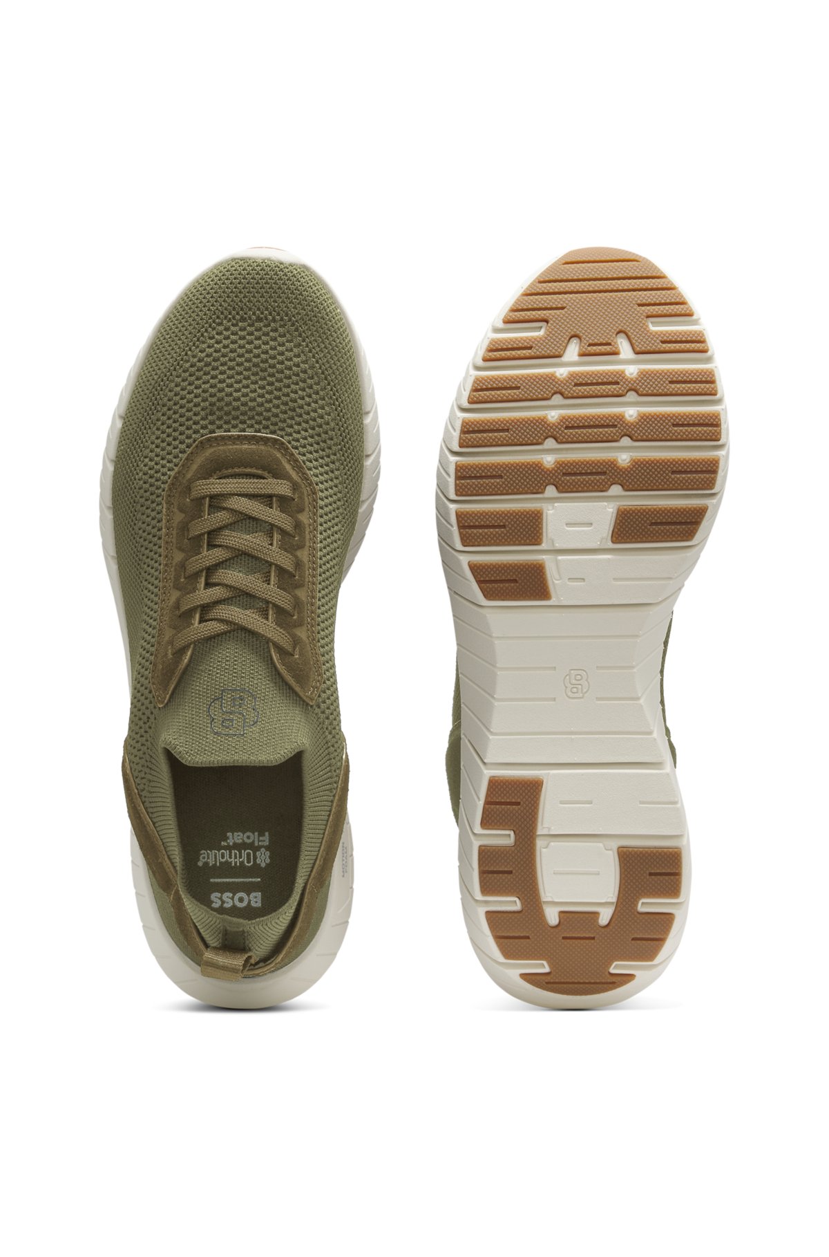 Zapatillas BOSS-MOTION con parte superior de punto y detalles de cuero