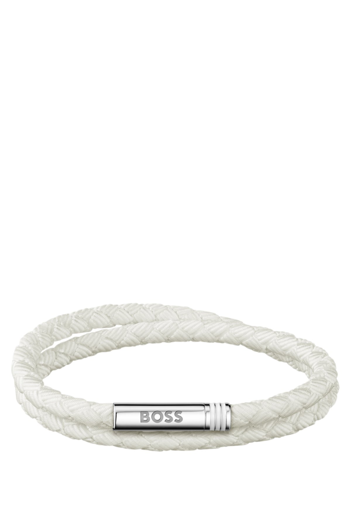 Pulsera blanca de doble trenzado con cierre con logotipo