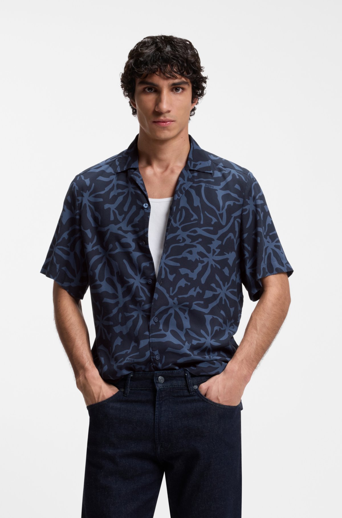 Camisa de corte regular con estampado maxi