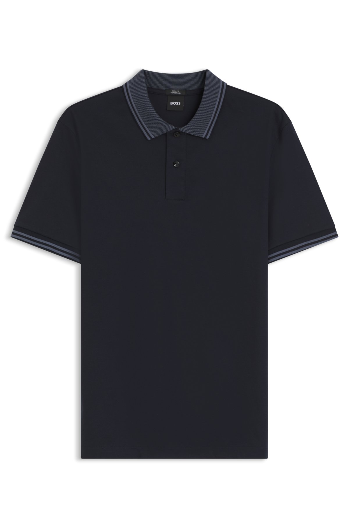 Camiseta de piqué ajustada con detalles en rayas de Stripe en algodón mercerizado