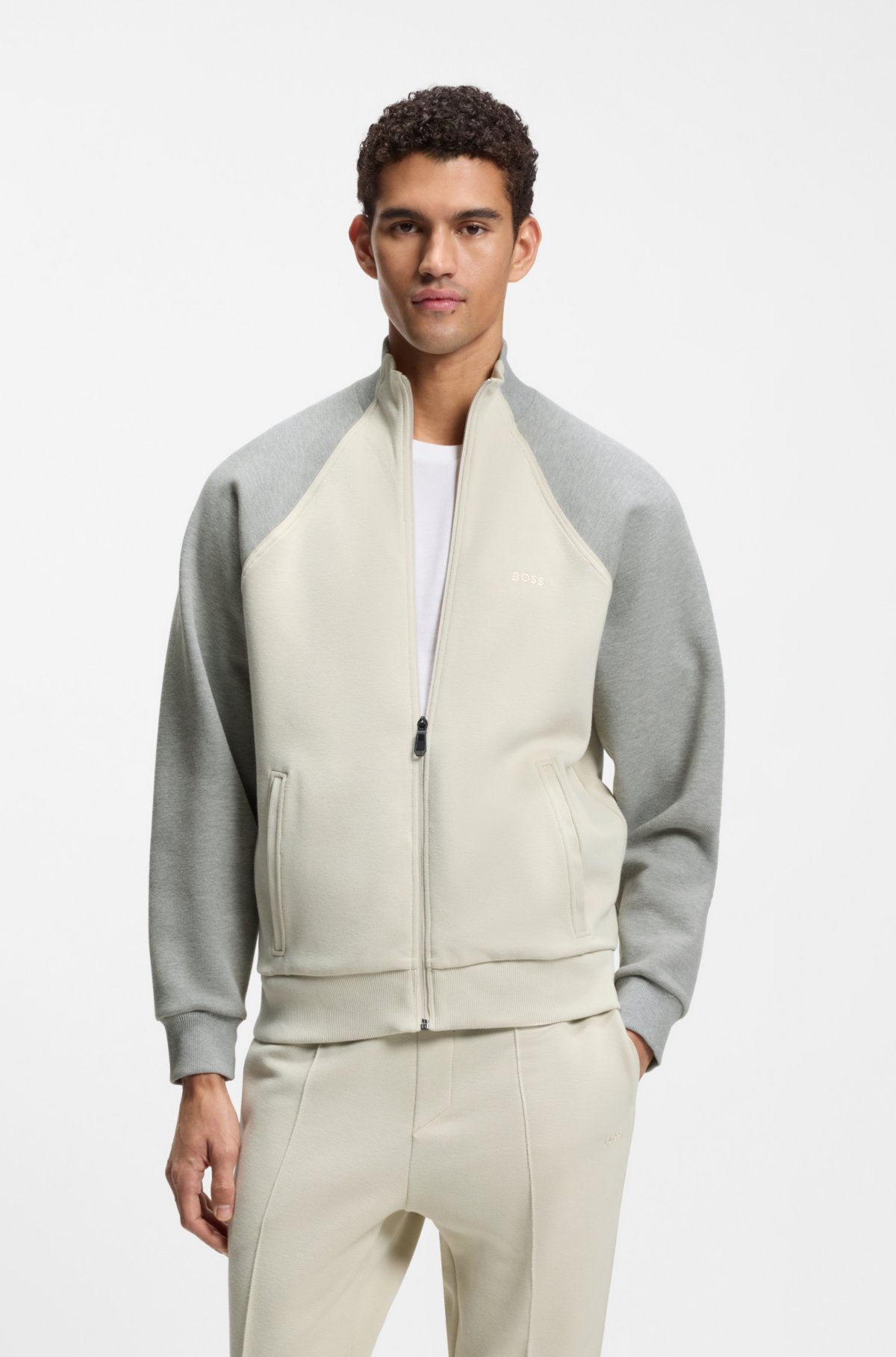 Sudadera con detalles de contraste en mezcla de algodón