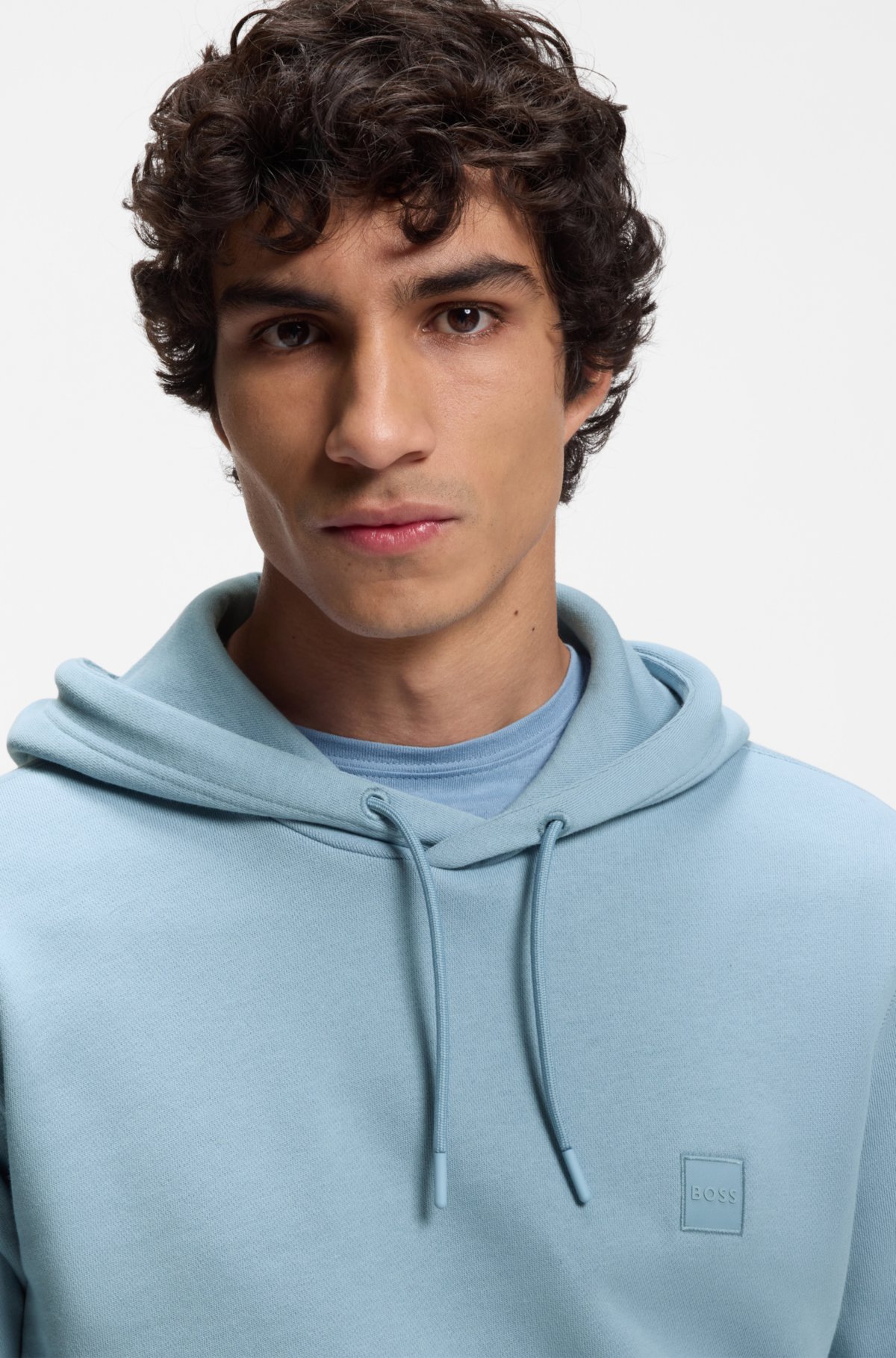 Sudadera con parche de logo en algodón pile