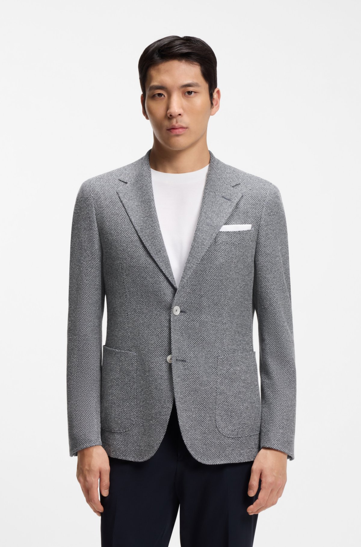 Chaqueta de corte regular con estampado en mezcla de lino