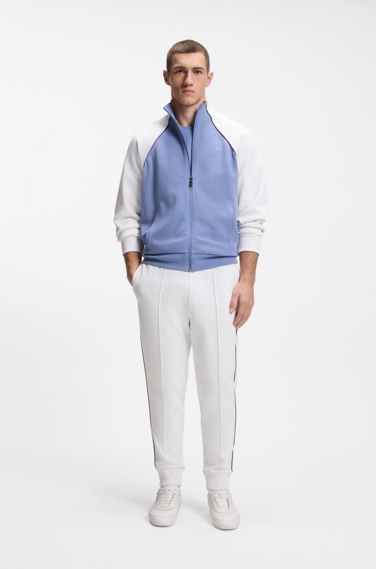 Pantalones de chándal con detalles de costura en mezcla de algodón