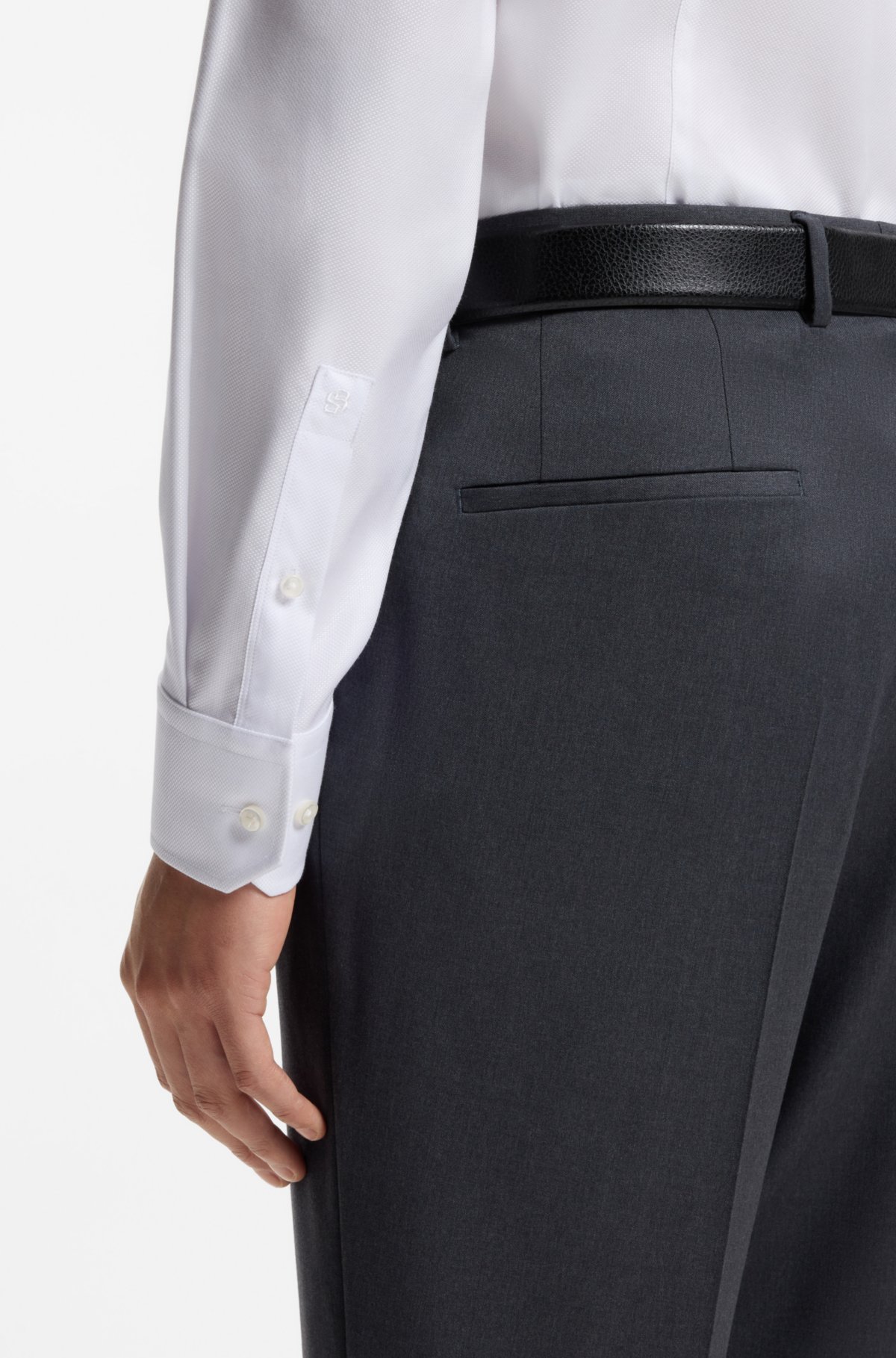 Camisa ajustada resistente a arrugas en mezcla de algodón
