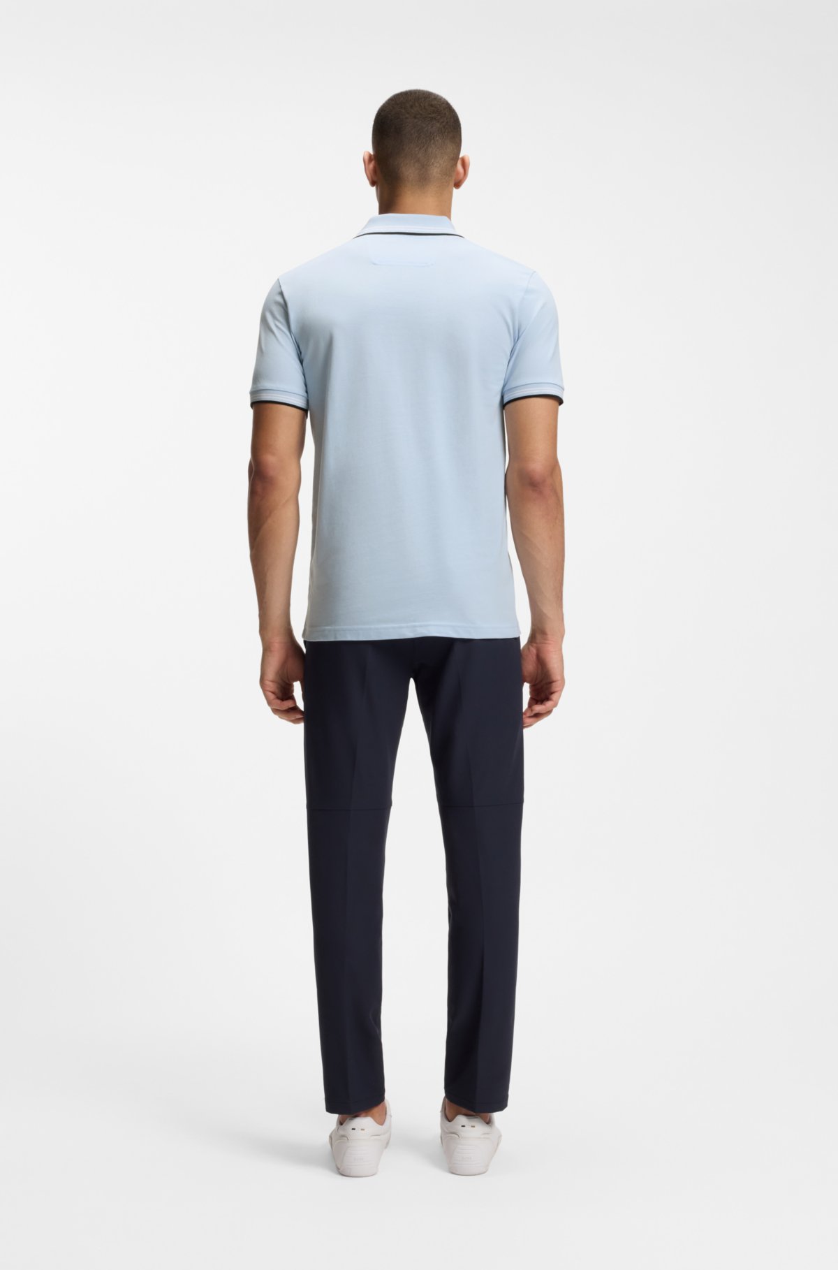 Camiseta de piqué elástico con corte ajustado y estampado con rayas