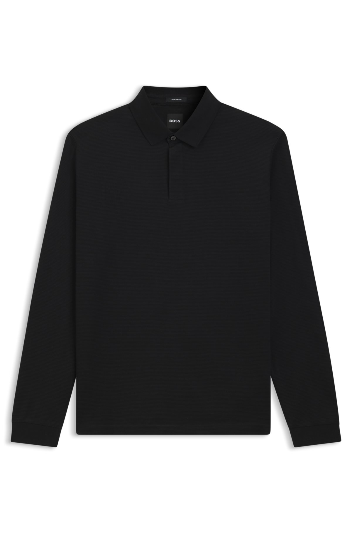Camiseta de piqué de algodón mercerizado con cuello liso