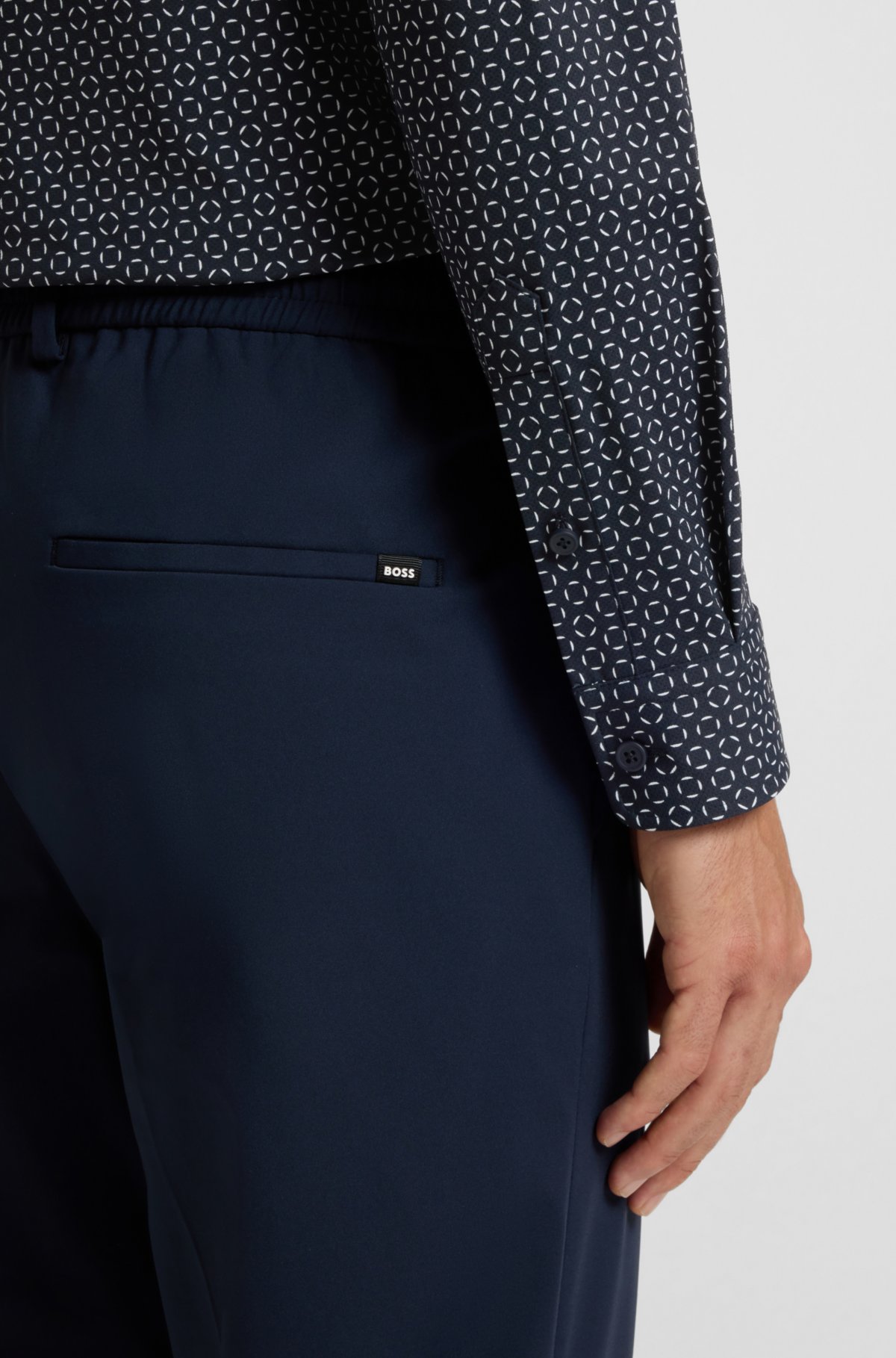 Camisa ajustada estampada en jersey de alta elasticidad italiana