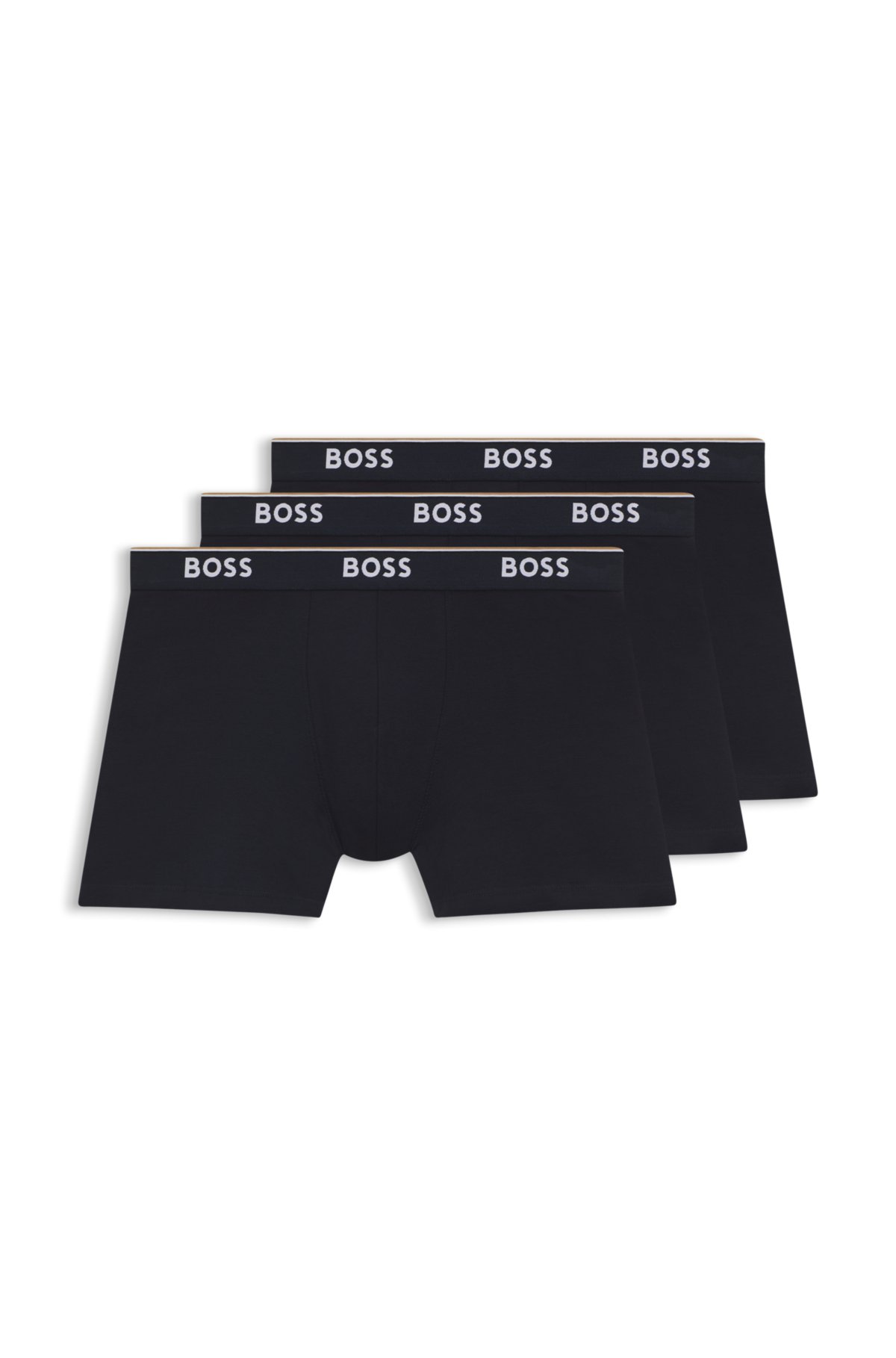 Juego de tres unidades de calzoncillos boxers con cinturilla con logotipo en algodón elástico