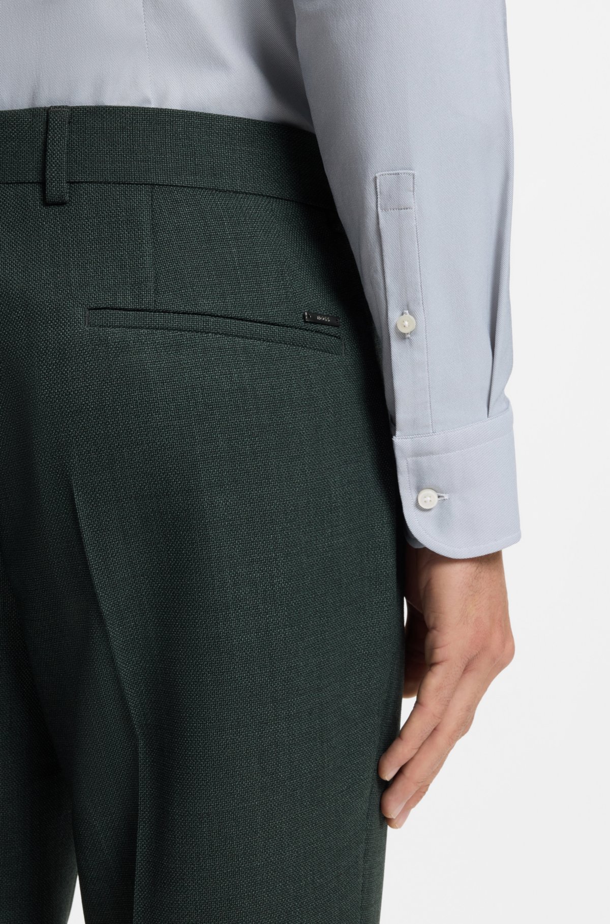 Pantalones entubados estampados en lana elástica