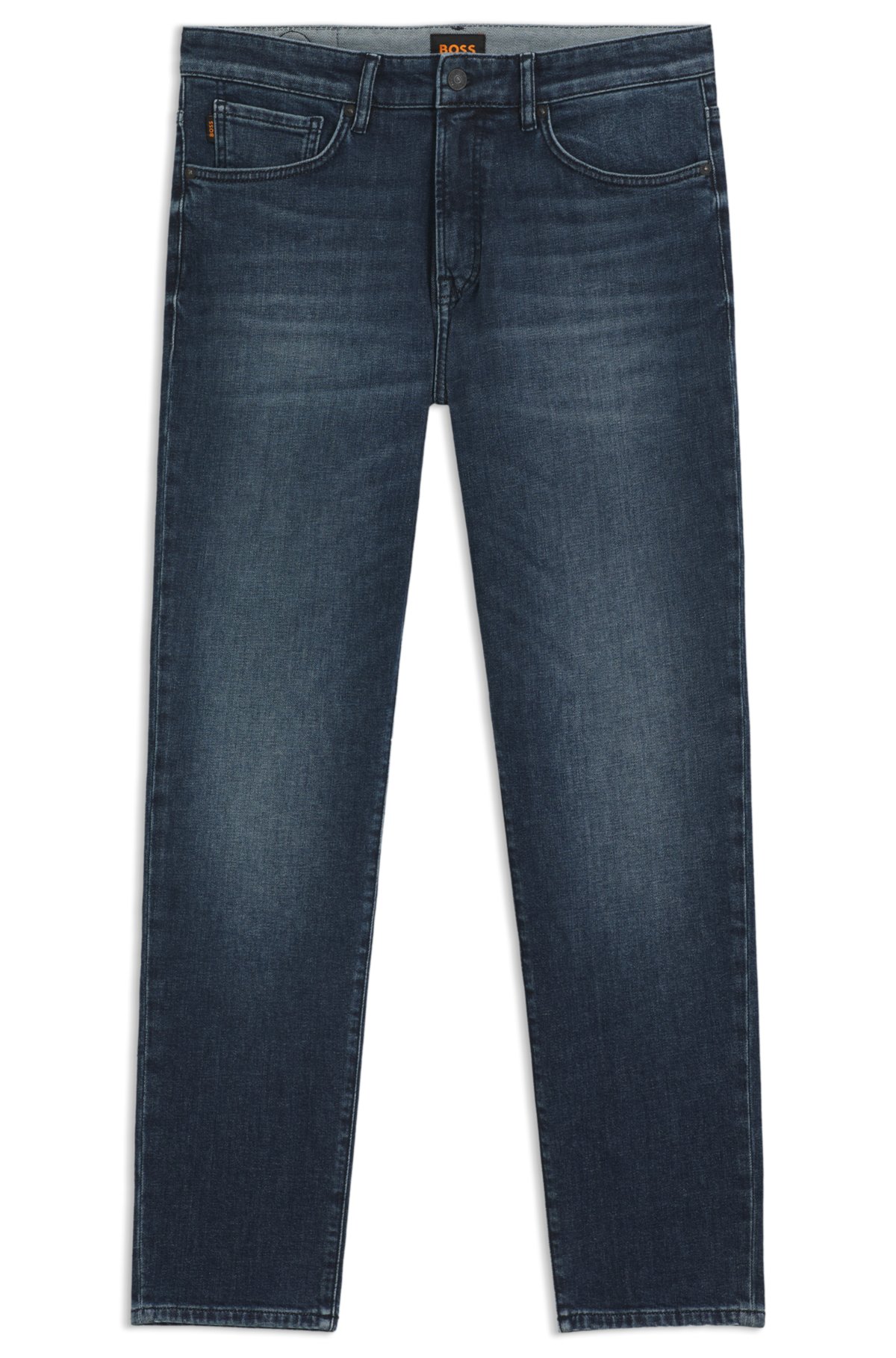 Pantalones vaqueros azules con corte entallado en denim elástico confortable
