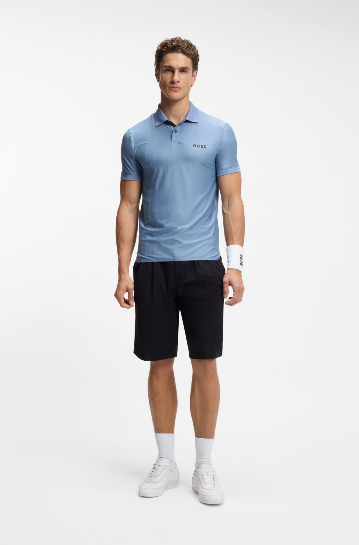 Camiseta de piqué con estampado activo y corte ajustado con elasticidad en cuatro direcciones