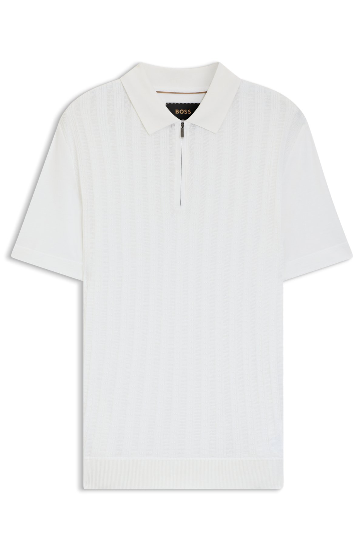 Camiseta de polo de algodón y seda con cuello con cremallera