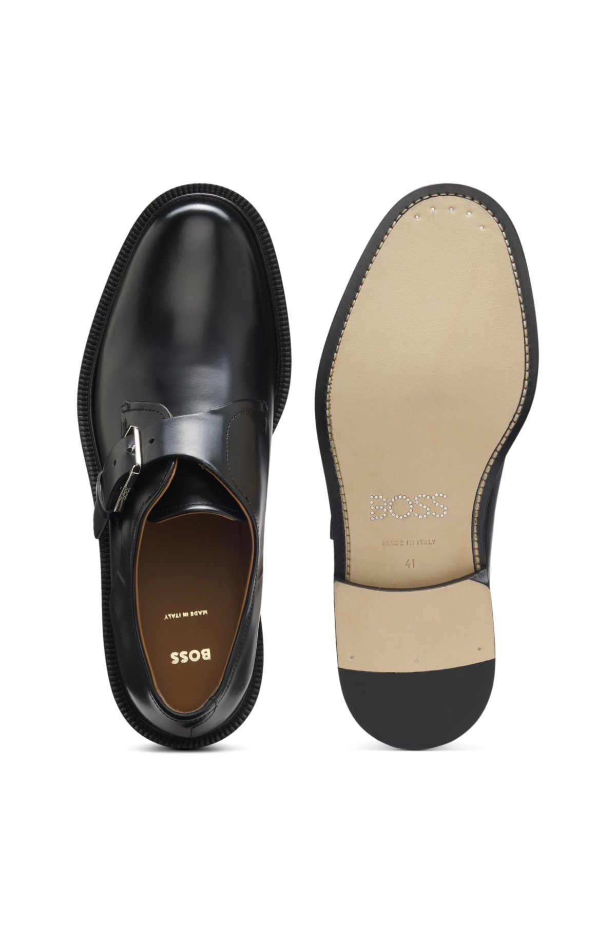 Zapatillas monk de pasarela en cuero italiano