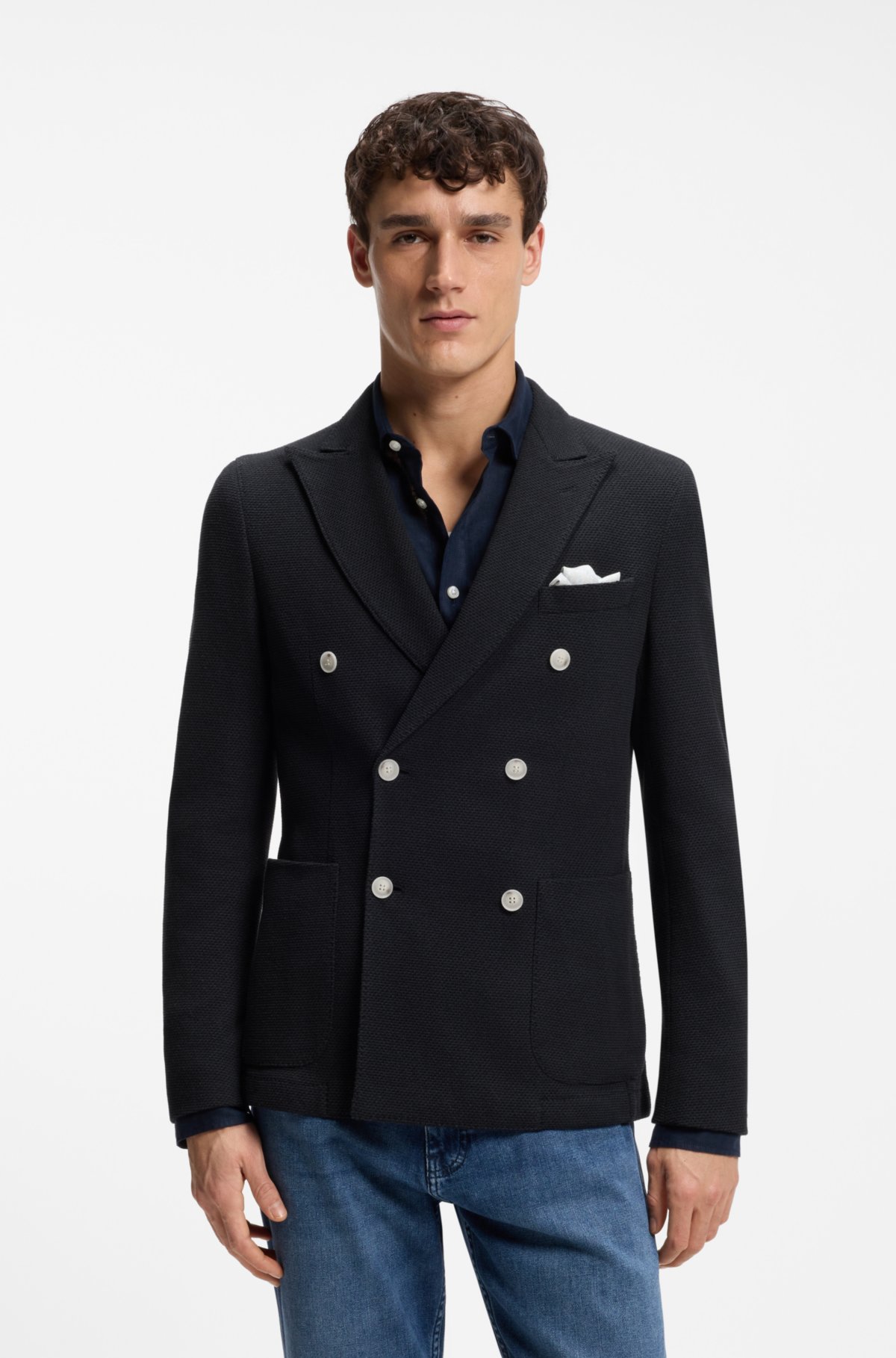 Chaqueta ajustada con estampado en mezcla de algodón