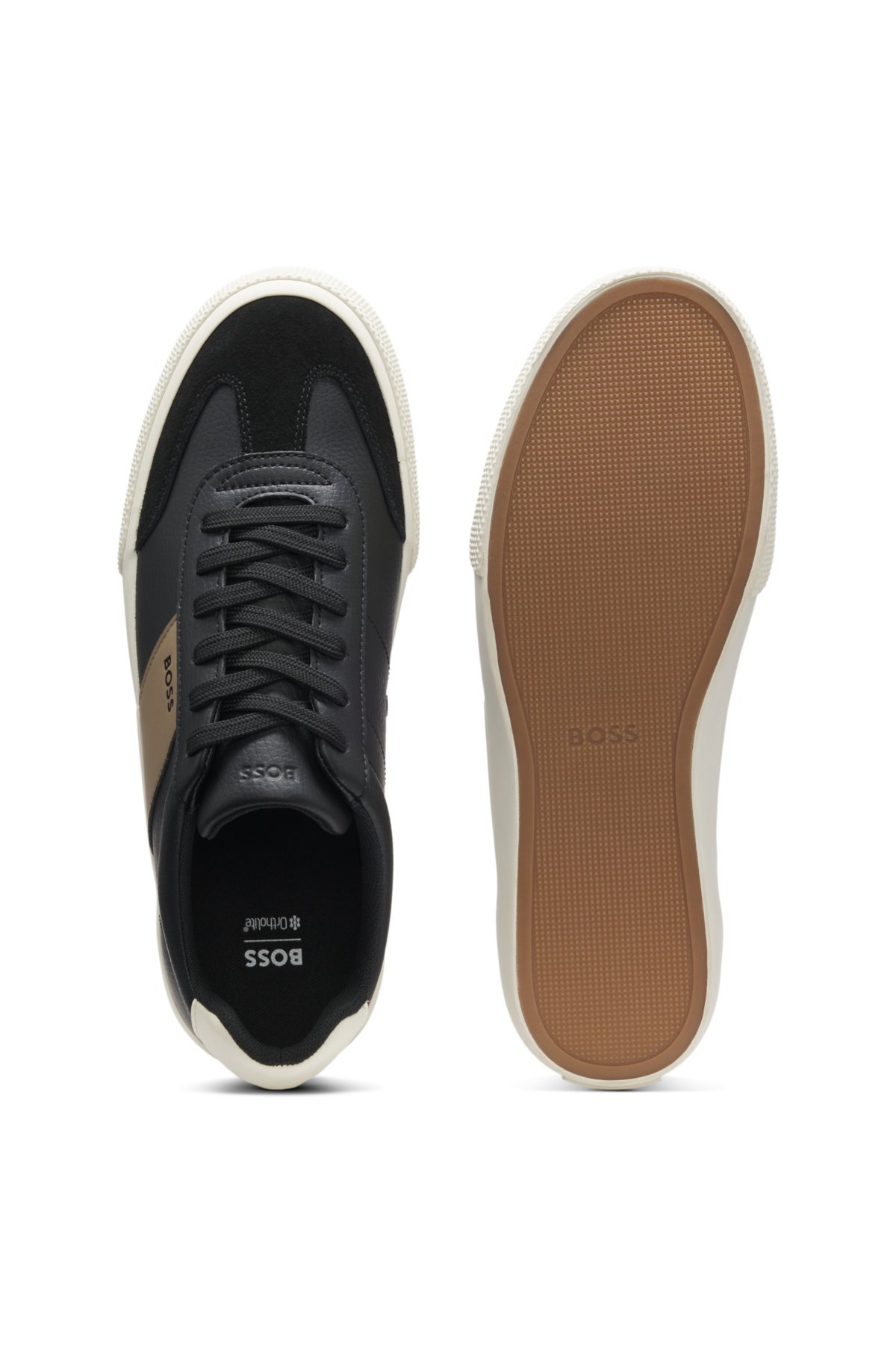 Zapatillas con detalles de cuero en material sintético