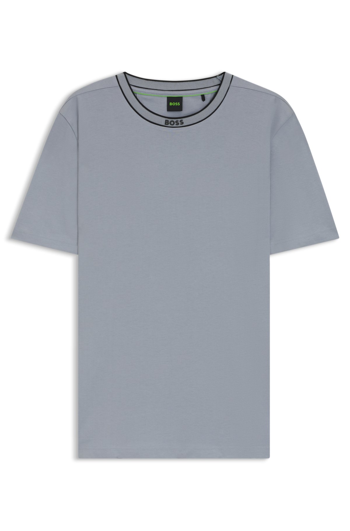 Camiseta de cuello con rayas en jersey de algodón