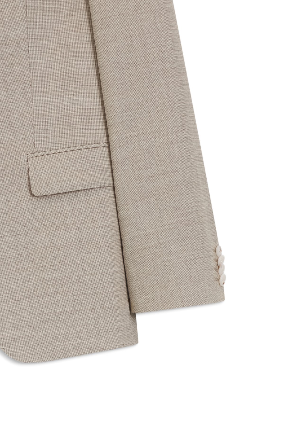 Traje de tres piezas ajustado en lana elástica con estampado