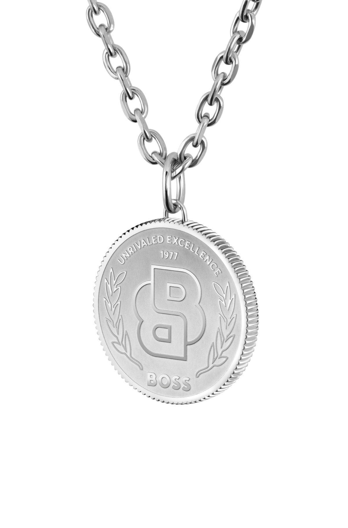 Collar de tono plata con medallón con monograma Double B