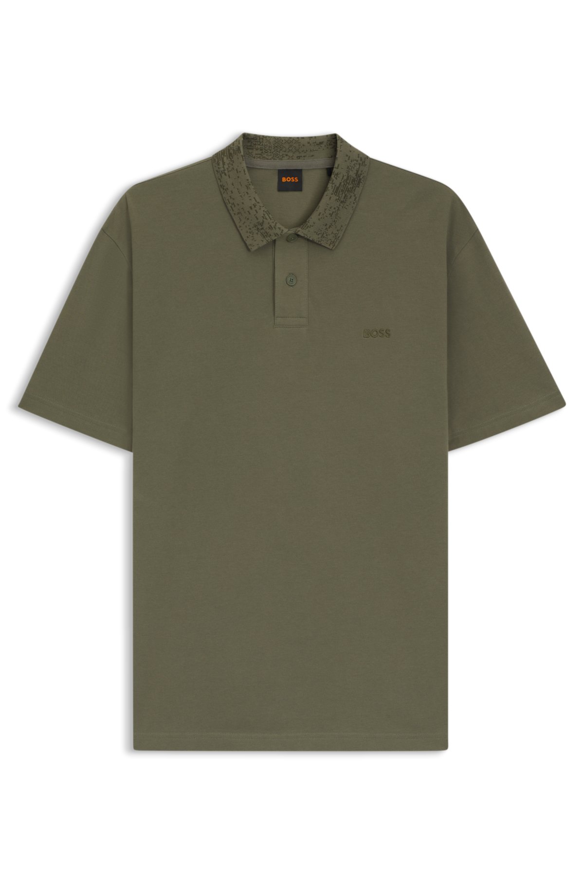 Camiseta polo con cuello estampado en piqué de algodón