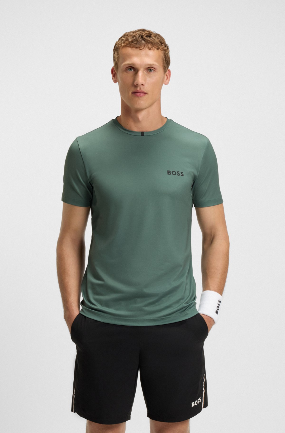 Camiseta ajustada con control de olores en piqué elástico