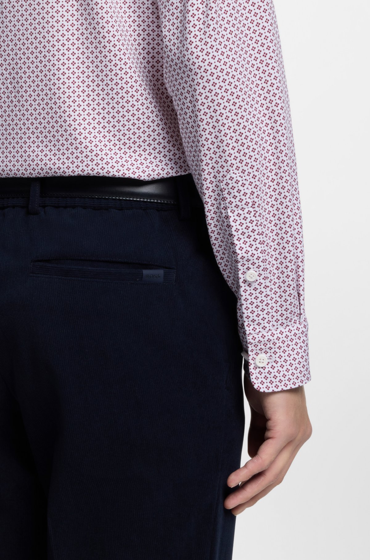 Camisa entallada con estampado en mezcla de algodón