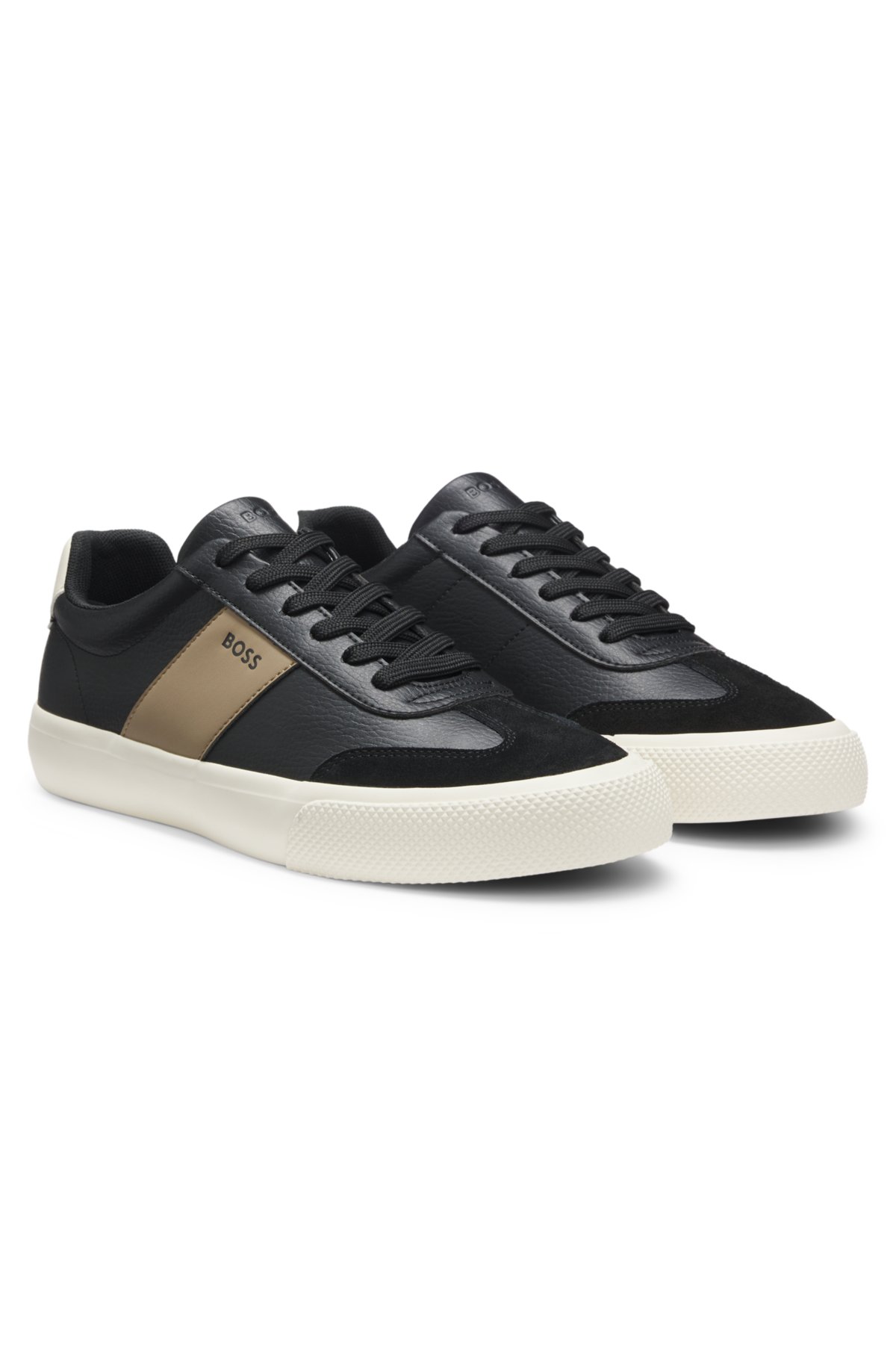 Zapatillas con detalles de cuero en material sintético