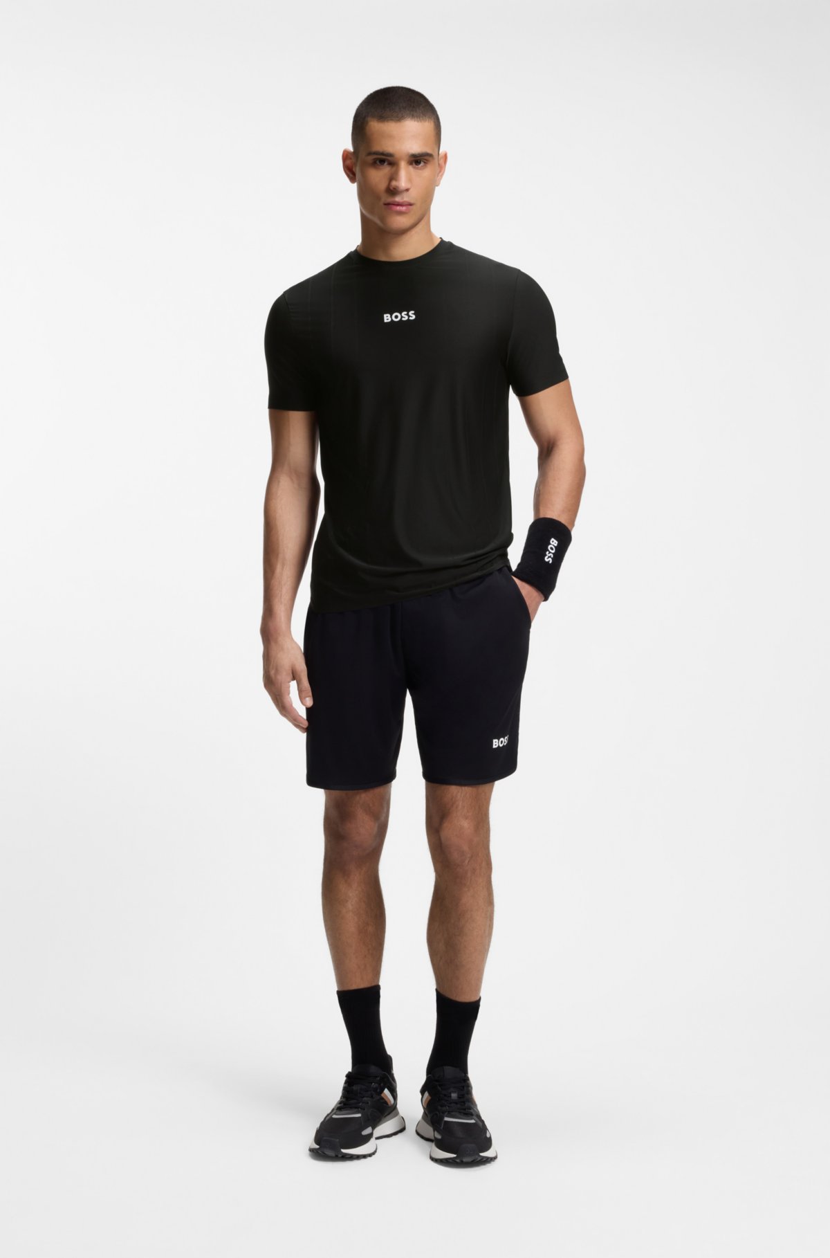 Camiseta ajustada de jacquard con estampado de logotipo