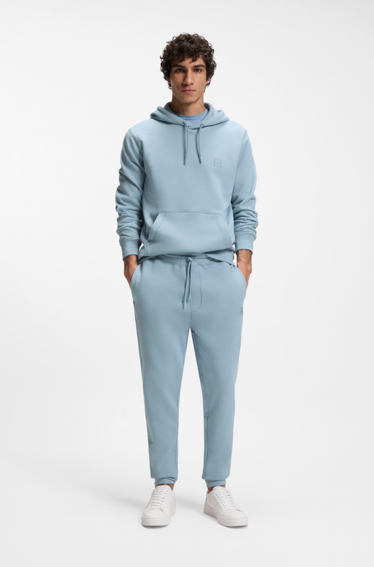 Sudadera con parche de logo en algodón pile