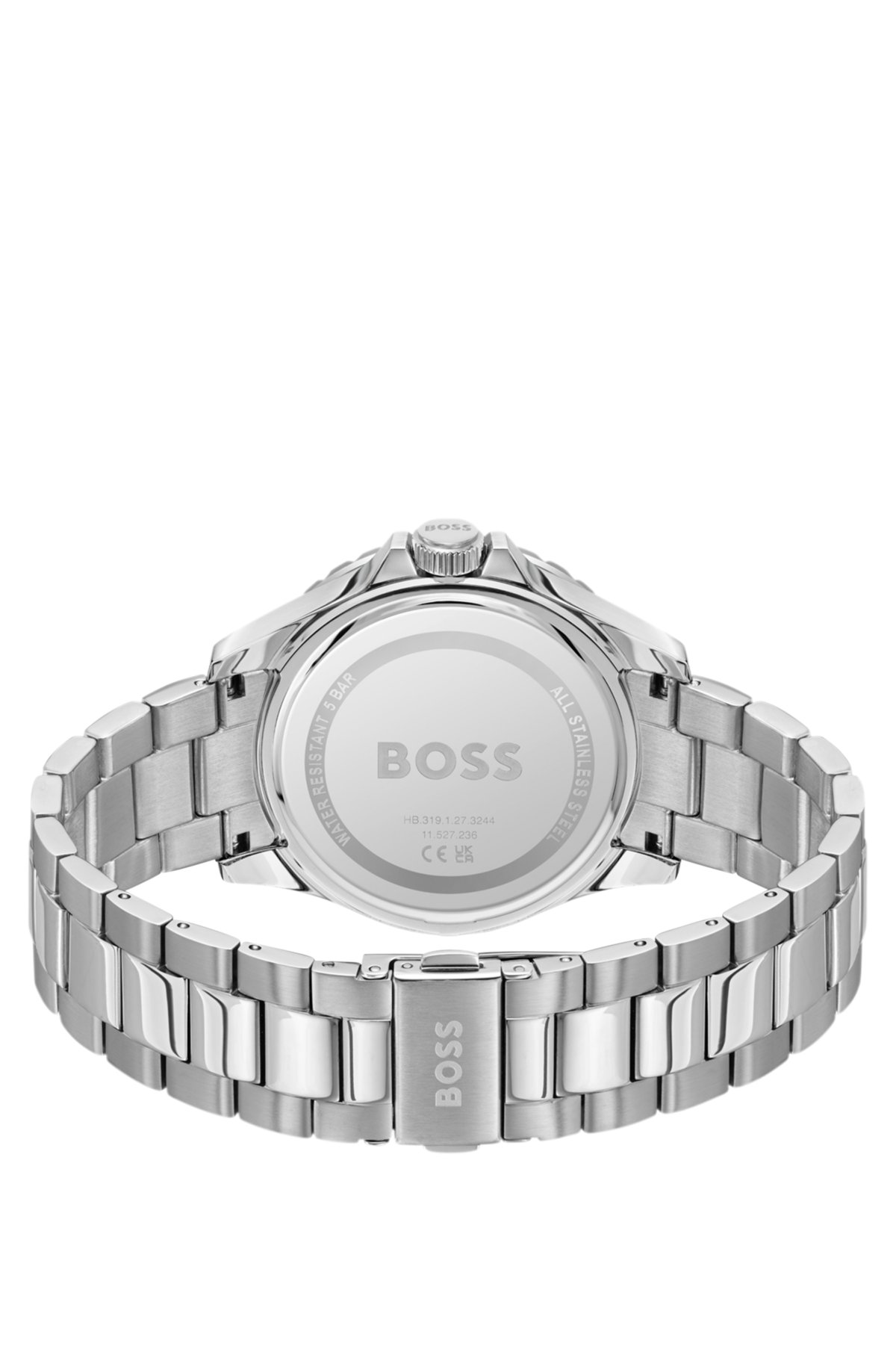 Reloj de pulsera con brazalete de acero y esfera negra