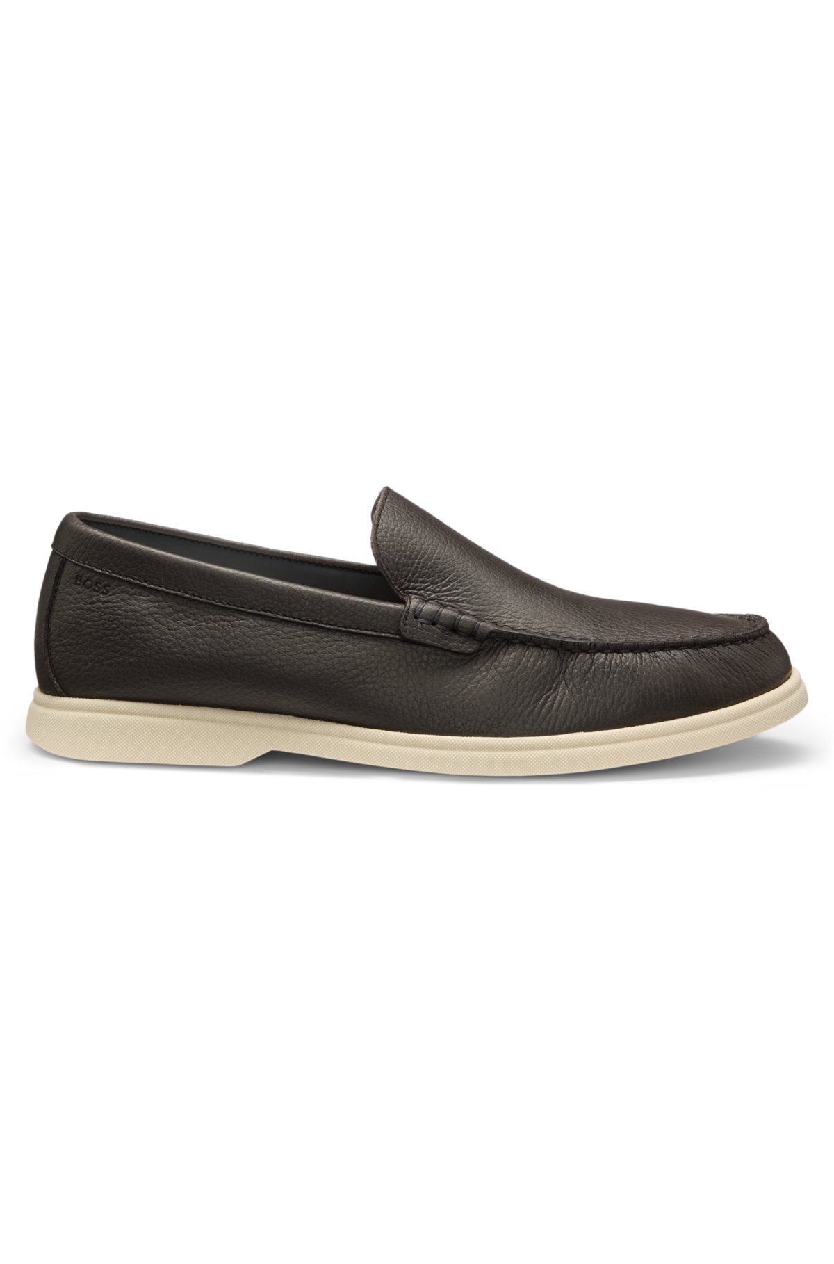 Mocasines con detalle de logo en cuero envejecido