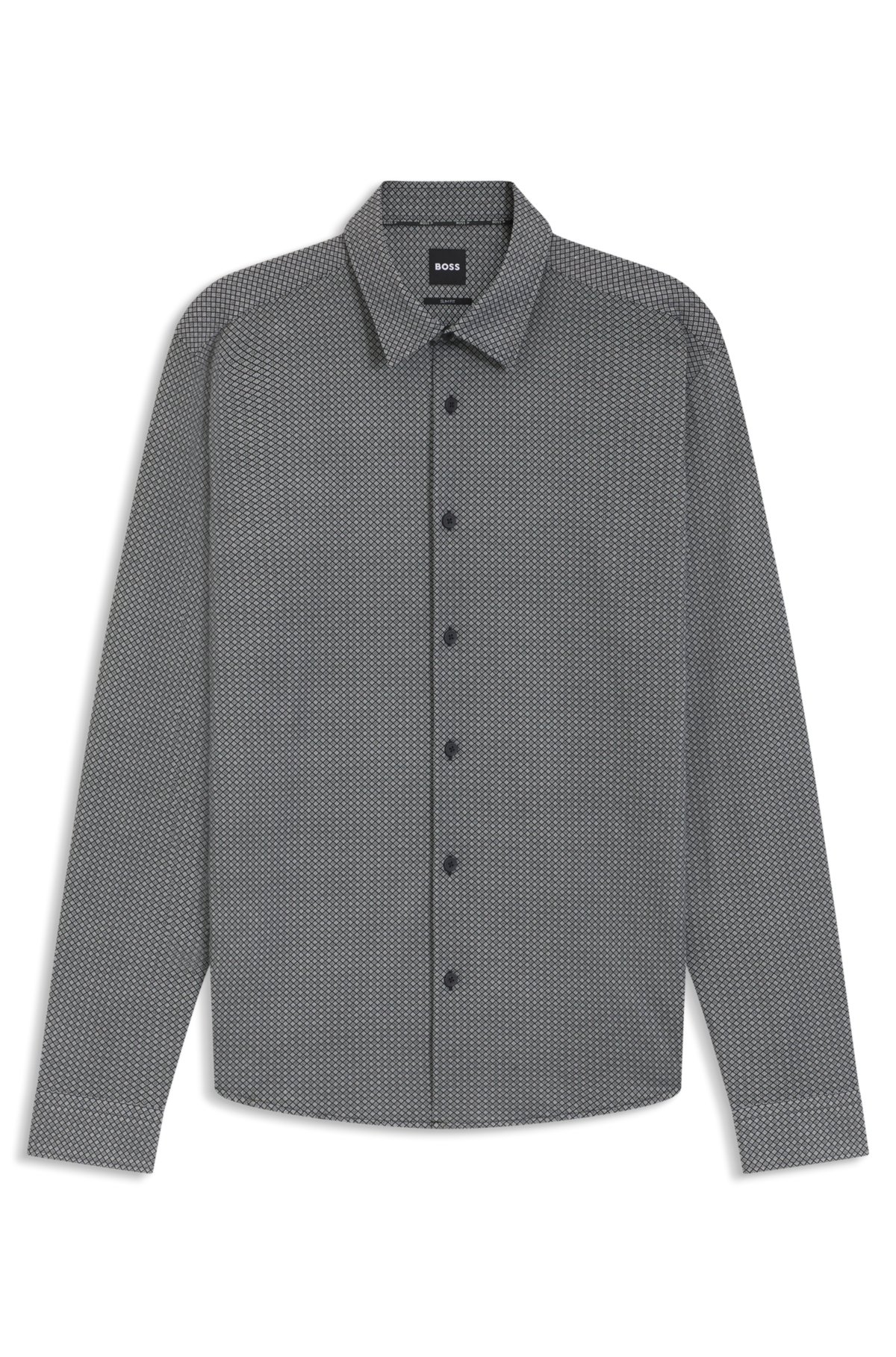 Camisa entallada estampada en tejido flex-weave
