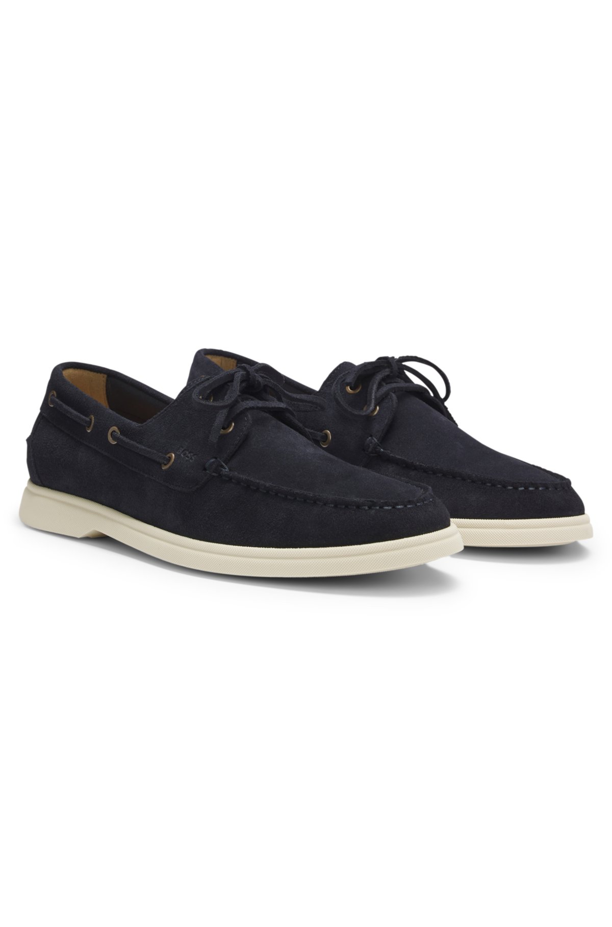 Zapatillas de barco con detalles de encaje en ante