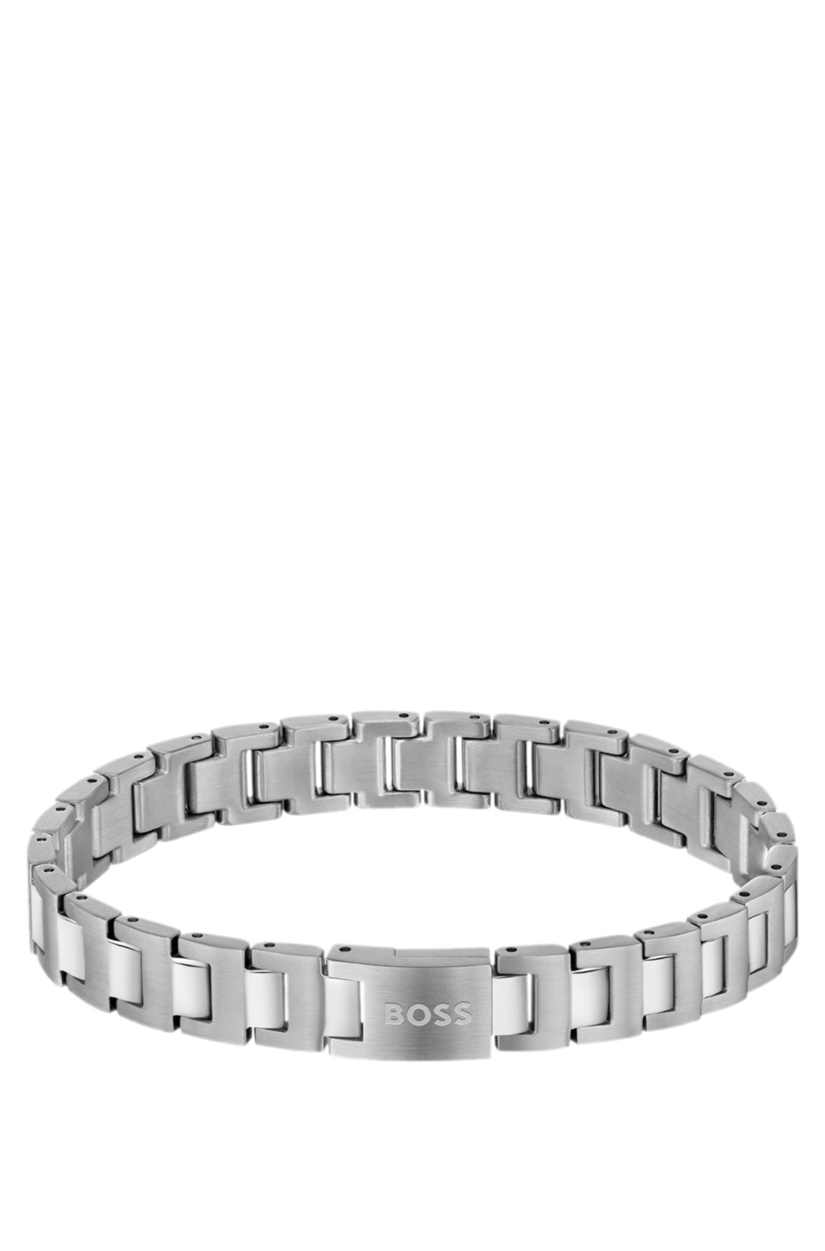 Pulsera de tono plata con cierre de logotipo